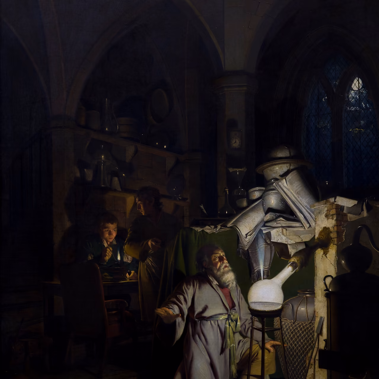 Joseph Wright of Derby, The Alchymist, in Search of the Philosopher's Stone, Discovers Phosphorus, 1771. Derby Museum and Art Gallery.