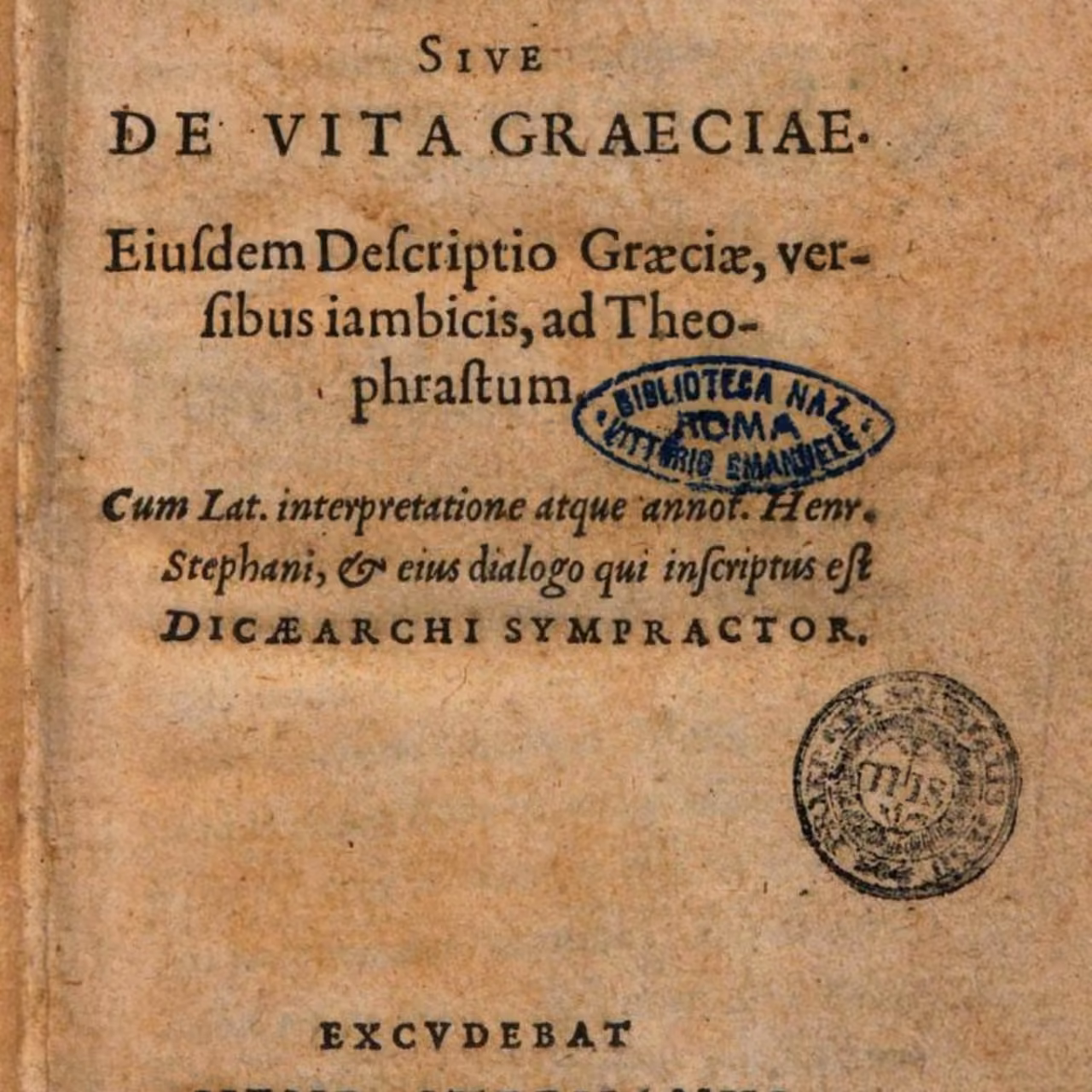 A page from Henri Estienne's 1589 edition of the fragments of Dicaearchus